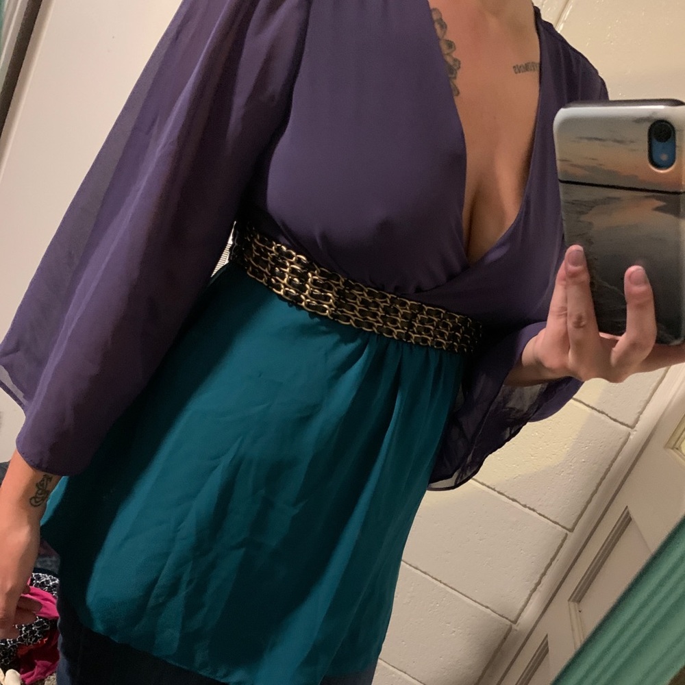 Purple and teal top